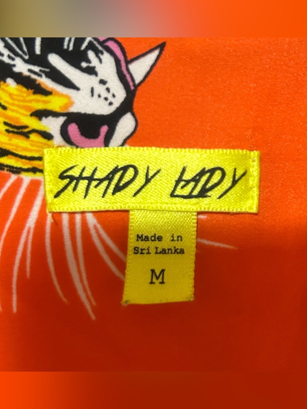 Shady Lady Tiger Print Button-Down Shirt in Vibrant Orange - Picture 3 of 6